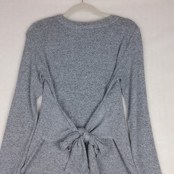 Anthropologie Womens Tunic Sz S‎ Heather Gray Knit Top Long Sleeve Waist Tie - Picture 9 of 14